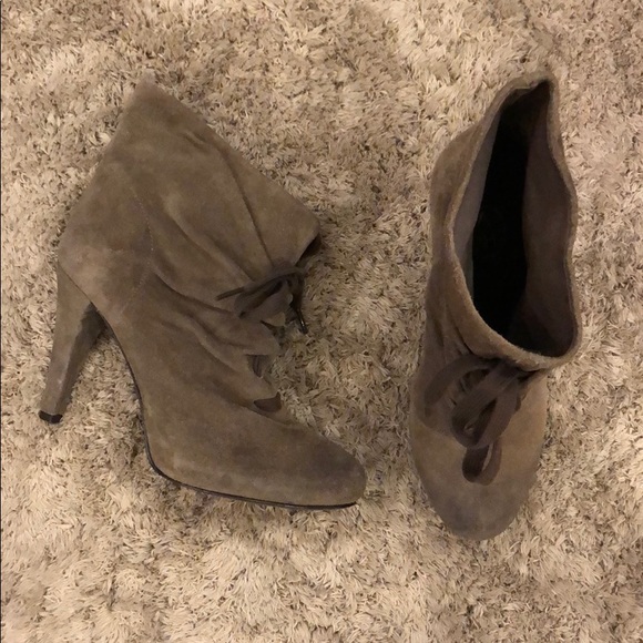 ASH Honey Suede Leather Lace Up Heeled Bootie - Picture 1 of 8